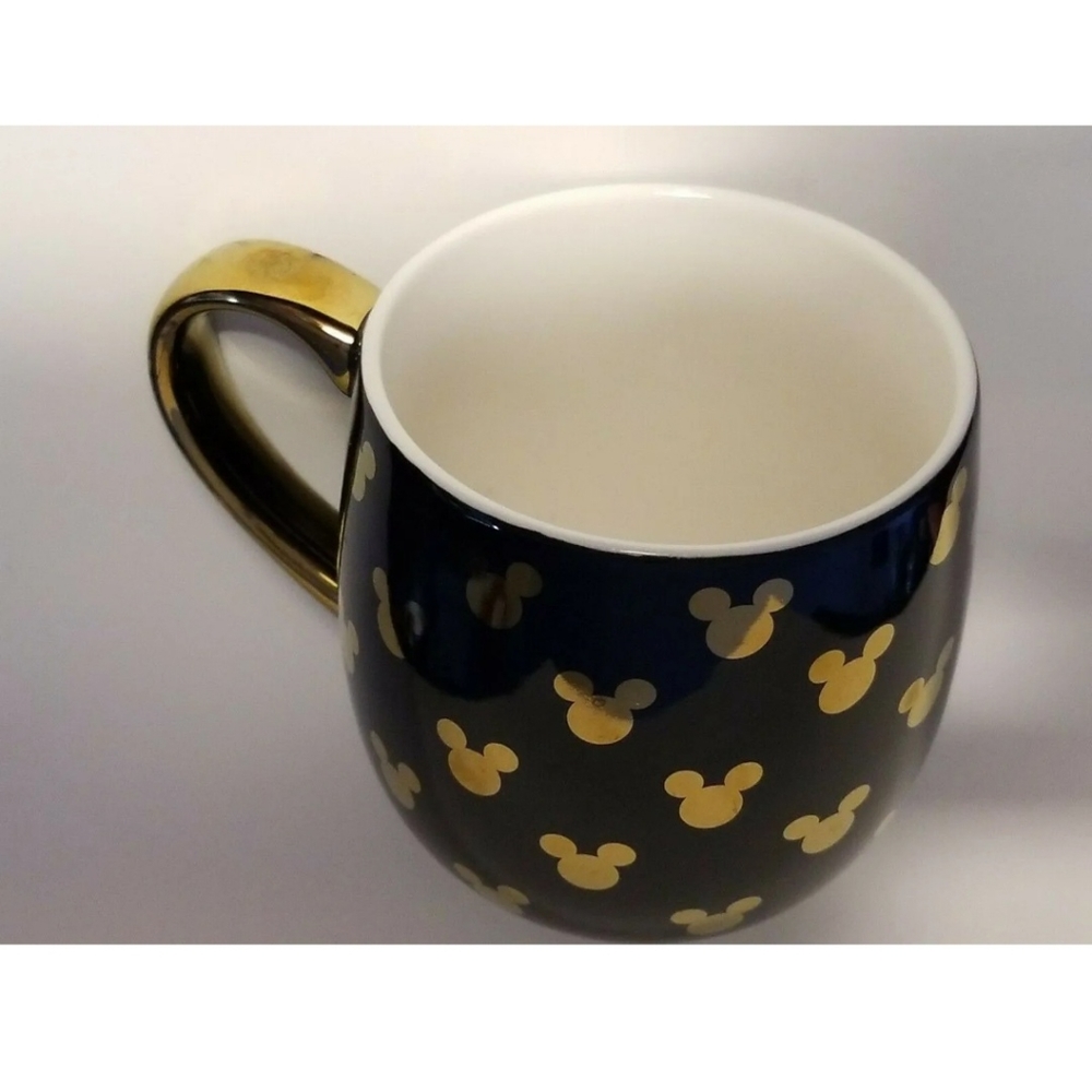 Rare Disney Black Mug Coffee Tea Cup Gold Mickey Mouse Ears Logo For Target